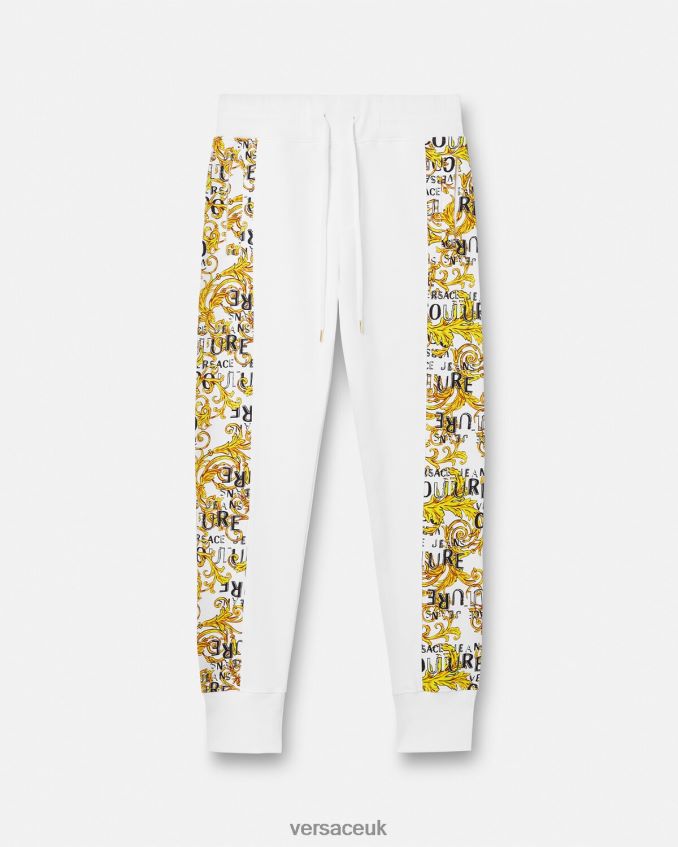 Men Versace Logo Couture Sweatpants 6D2D062425 Gold & White Clothing