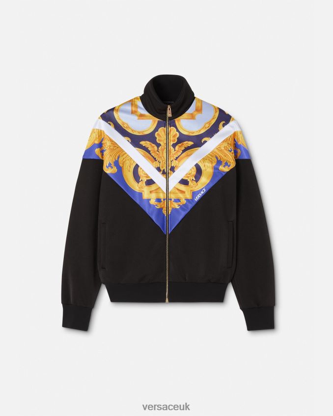 Men Versace Barocco 660 Zip Sweatshirt 6D2D061417 Blue & Gold Clothing