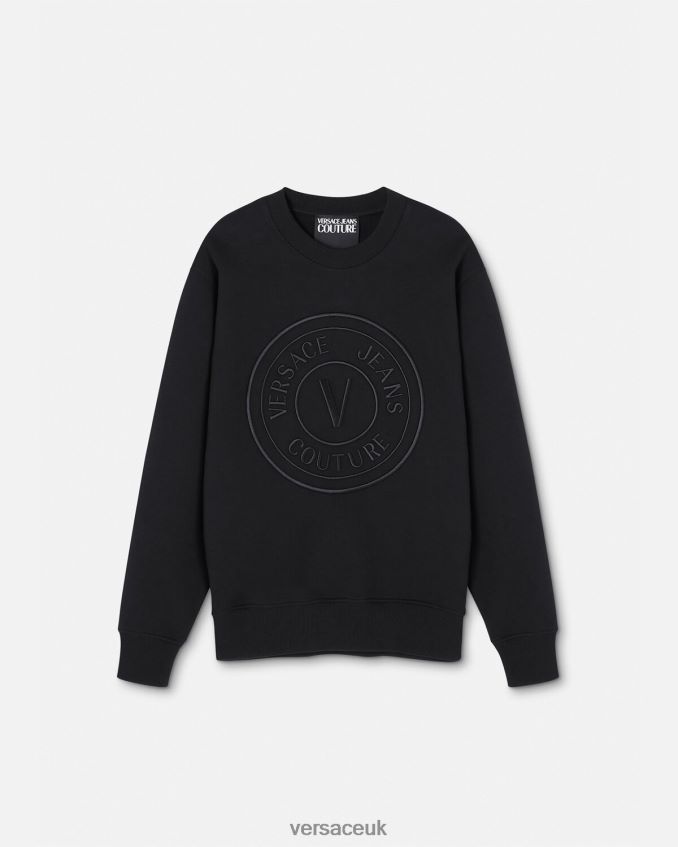 Men Versace Embroidered V-Emblem Sweatshirt 6D2D062412 Black Clothing