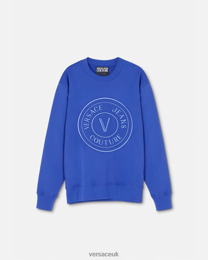 Men Versace Embroidered V-Emblem Sweatshirt 6D2D062413 Bluette Clothing