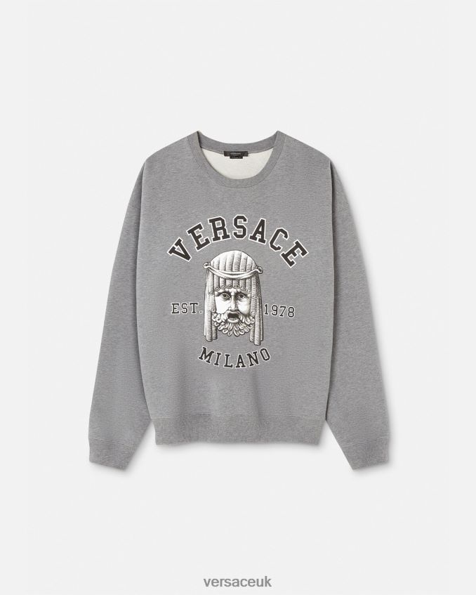 Men Versace La Maschera Logo Sweatshirt 6D2D061415 Gray Clothing