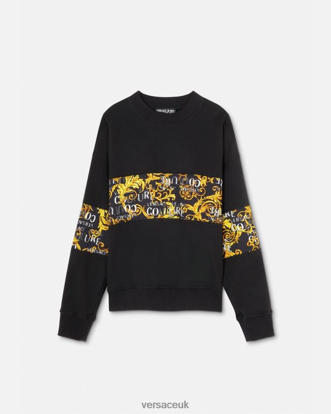 Men Versace Logo Couture Sweatshirt 6D2D062407 Black & Gold Clothing