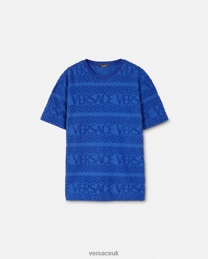 Men Versace Allover Terry T-shirt 6D2D061407 Blue Clothing