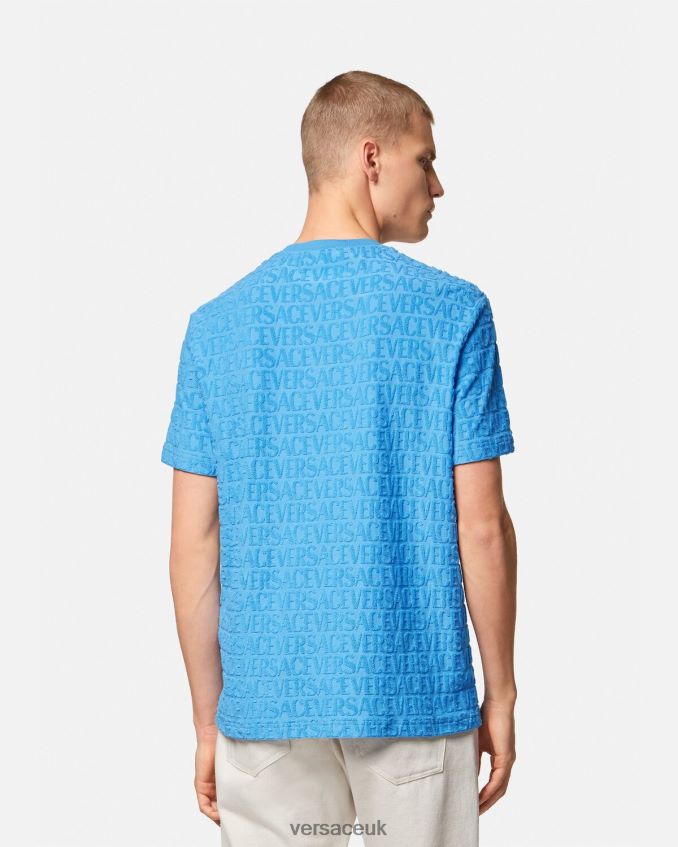 Men Versace Allover Towel T-Shirt 6D2D061352 Light Blue Clothing