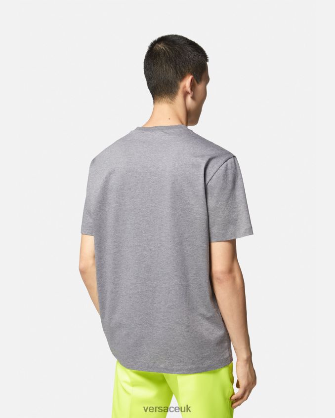 Men Versace Barocco Embroidered Logo T-Shirt 6D2D061410 Gray Clothing