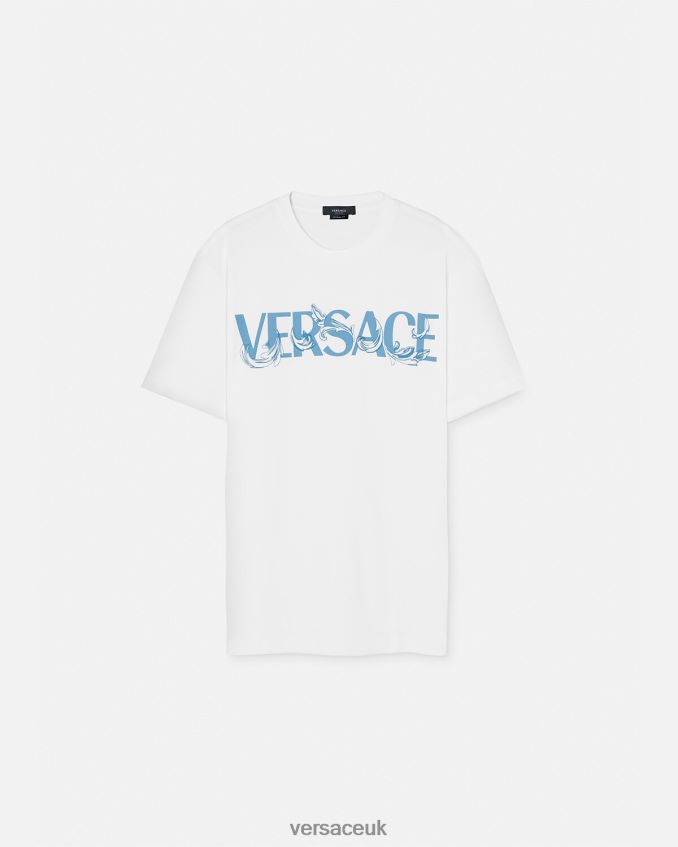 Men Versace Barocco Silhouette Logo T-Shirt 6D2D061366 White Clothing
