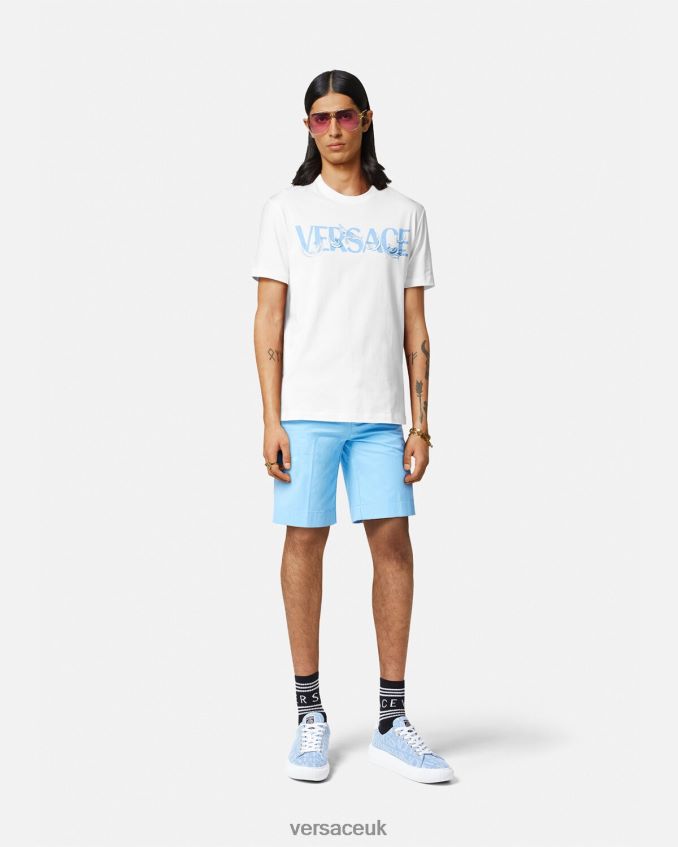 Men Versace Barocco Silhouette Logo T-Shirt 6D2D061366 White Clothing