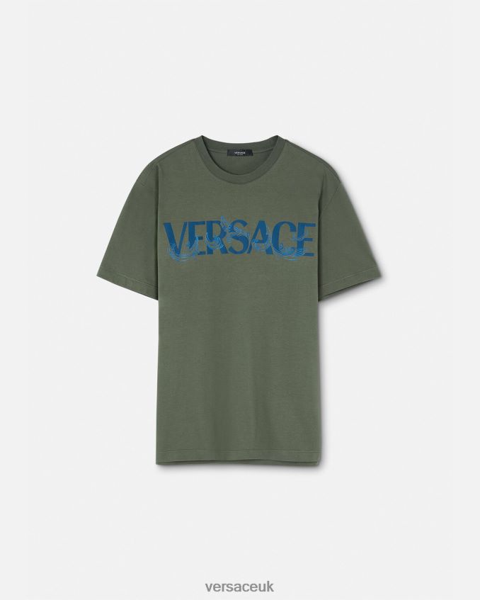 Men Versace Barocco Silhouette Logo T-Shirt 6D2D061368 Green Clothing
