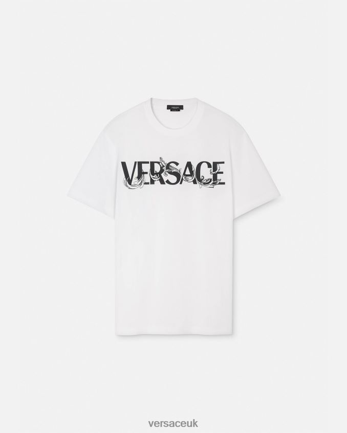 Men Versace Barocco Silhouette Logo T-Shirt 6D2D061379 White Clothing