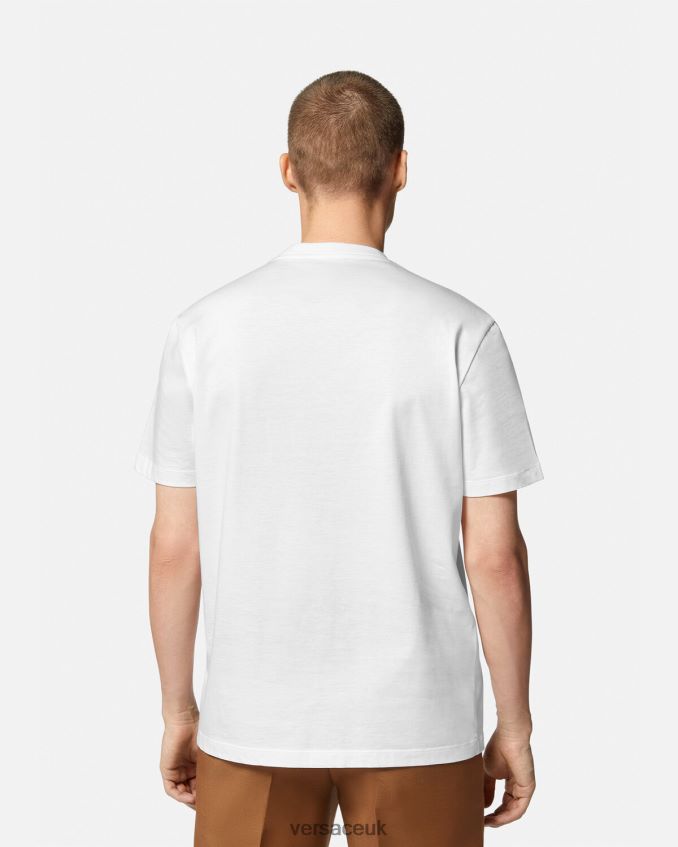 Men Versace Barocco Silhouette Logo T-Shirt 6D2D061379 White Clothing
