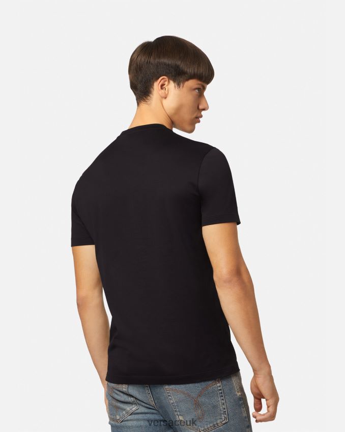 Men Versace Embellished Medusa Logo T-Shirt 6D2D061377 Black Clothing