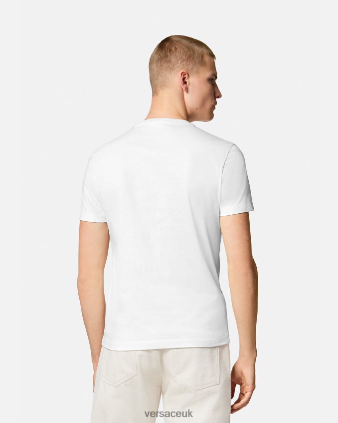 Men Versace Embroidered Seashell Baroque T-Shirt 6D2D061364 White Clothing