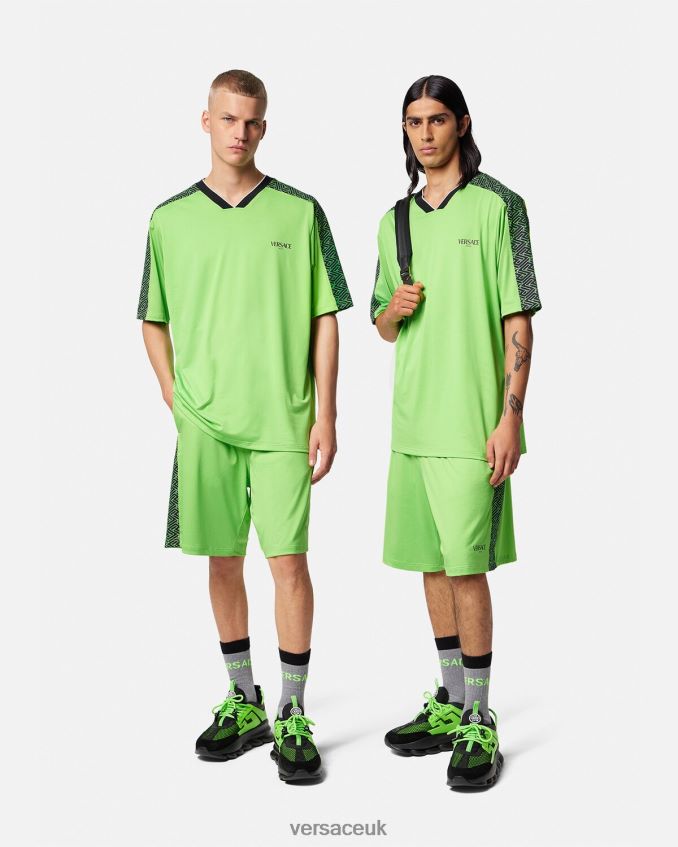 Men Versace La Greca Gym T-Shirt 6D2D061462 Green & Black Clothing