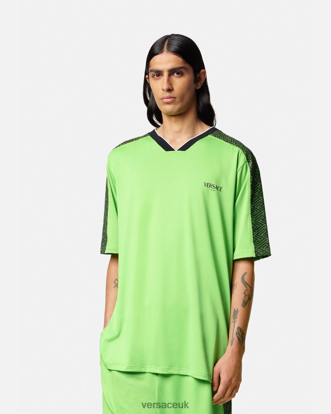 Men Versace La Greca Gym T-Shirt 6D2D061462 Green & Black Clothing