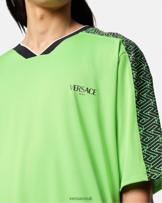 Men Versace La Greca Gym T-Shirt 6D2D061462 Green & Black Clothing