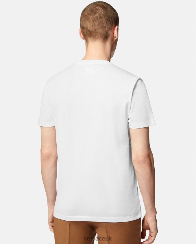 Men Versace La Greca Logo T-Shirt 6D2D061408 White Clothing