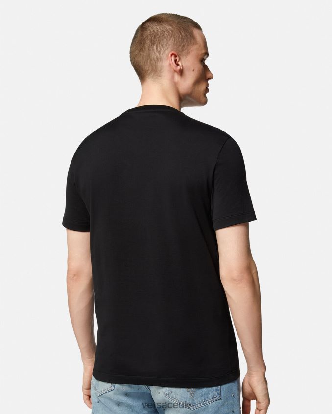 Men Versace La Greca Logo T-Shirt 6D2D061409 Black Clothing