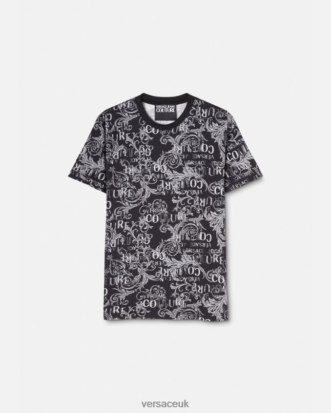 Men Versace Logo Couture T-Shirt 6D2D062385 Black & Print Clothing