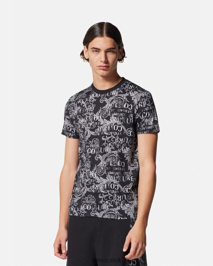 Men Versace Logo Couture T-Shirt 6D2D062385 Black & Print Clothing