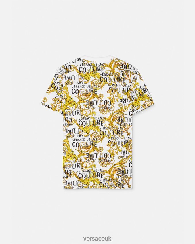 Men Versace Logo Couture T-Shirt 6D2D062386 Gold & White Clothing