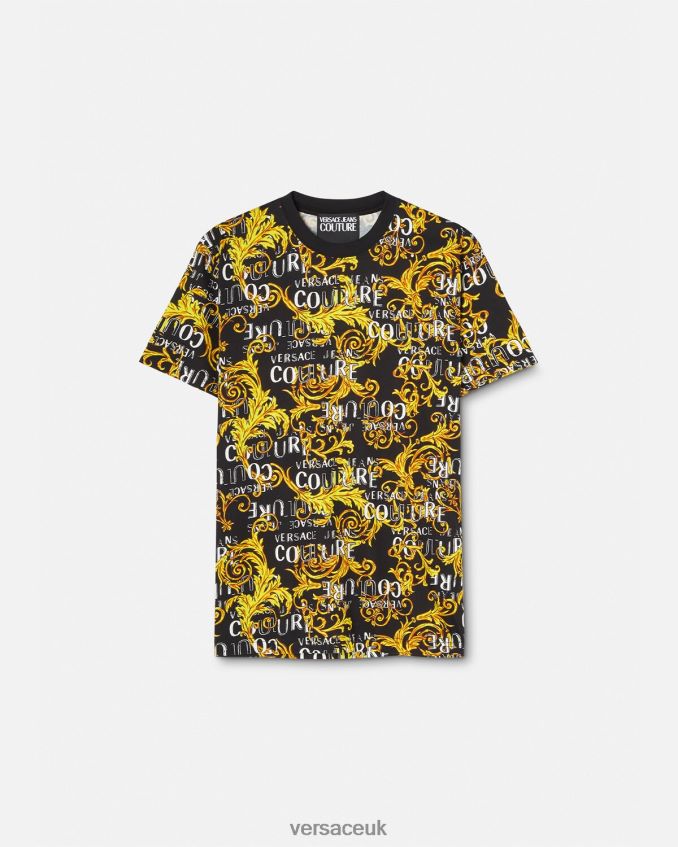 Men Versace Logo Couture T-Shirt 6D2D062387 Black & Gold Clothing