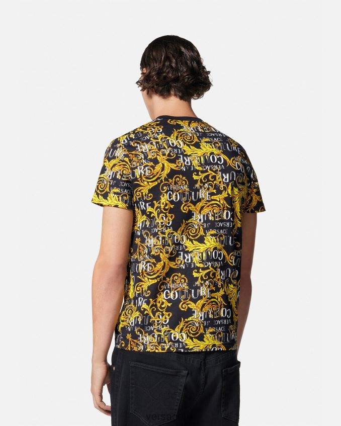 Men Versace Logo Couture T-Shirt 6D2D062387 Black & Gold Clothing