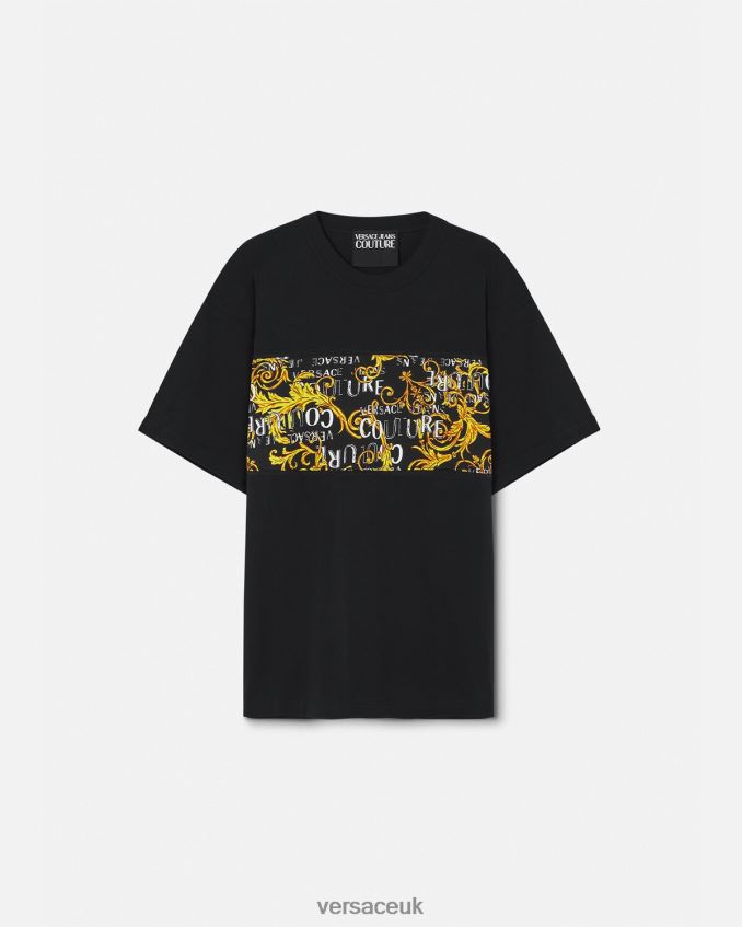 Men Versace Logo Couture T-shirt 6D2D062388 Black & Gold Clothing