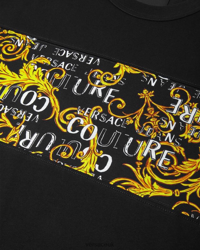 Men Versace Logo Couture T-shirt 6D2D062388 Black & Gold Clothing