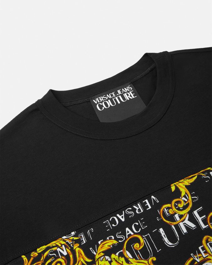 Men Versace Logo Couture T-shirt 6D2D062388 Black & Gold Clothing