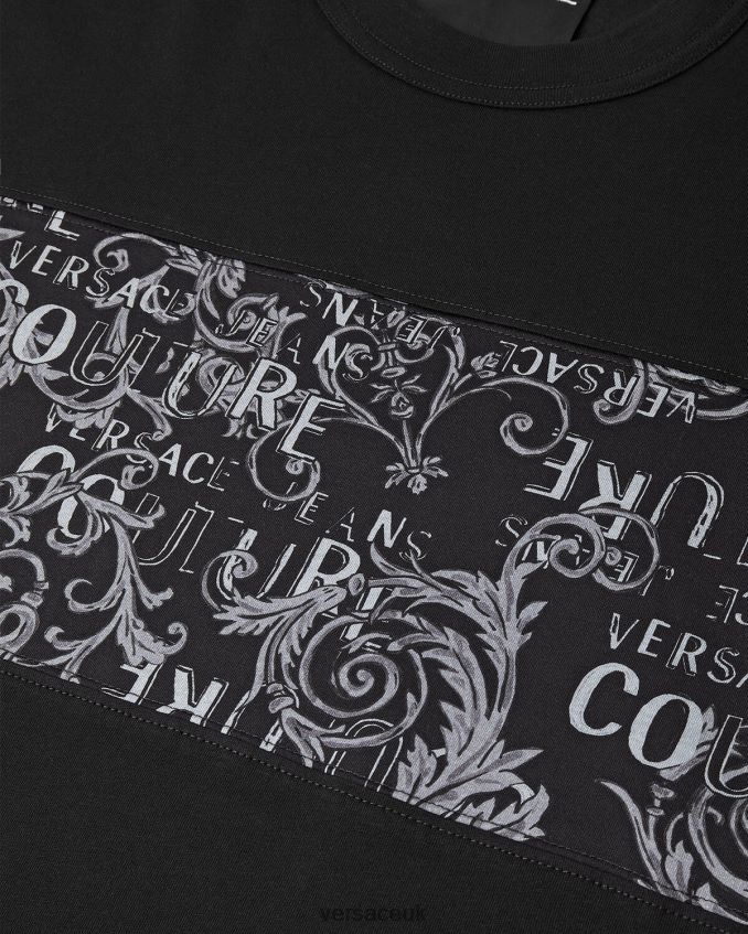 Men Versace Logo Couture T-shirt 6D2D062389 Black & Print Clothing
