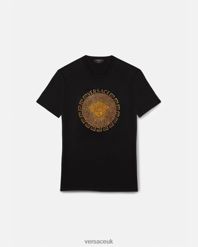 Men Versace Medusa Crystal T-Shirt 6D2D061374 Black Clothing
