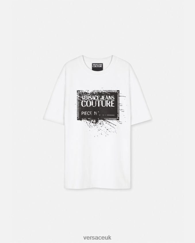 Men Versace Piece Number Logo T-shirt 6D2D062392 White Clothing