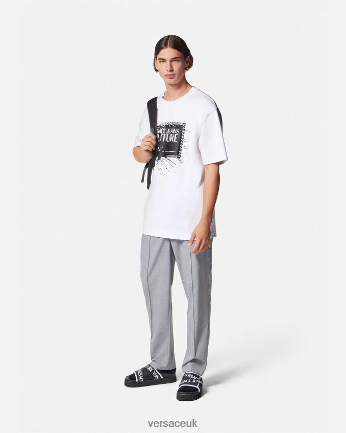 Men Versace Piece Number Logo T-shirt 6D2D062392 White Clothing