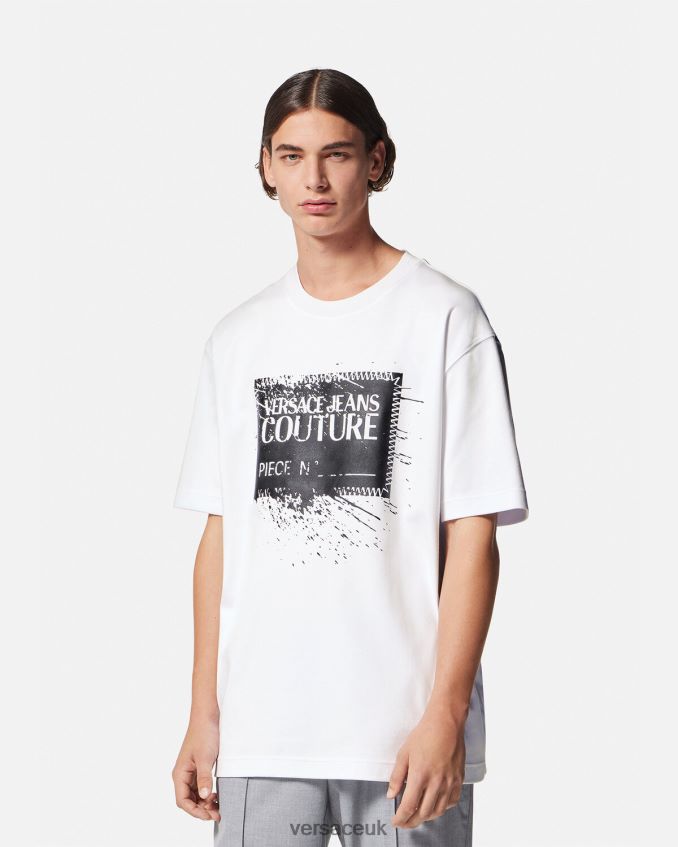 Men Versace Piece Number Logo T-shirt 6D2D062392 White Clothing