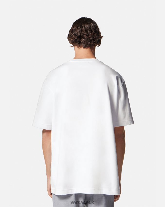 Men Versace Piece Number Logo T-shirt 6D2D062392 White Clothing