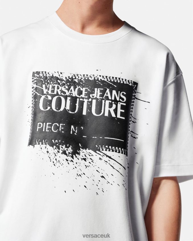 Men Versace Piece Number Logo T-shirt 6D2D062392 White Clothing