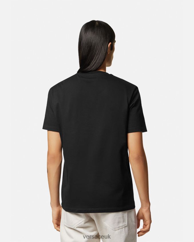 Men Versace Seashell Baroque Logo T-Shirt 6D2D061359 Black Clothing
