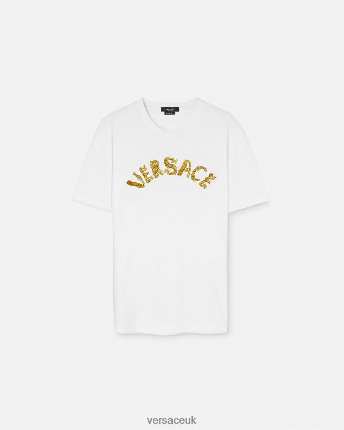 Men Versace Seashell Baroque Logo T-Shirt 6D2D061360 White Clothing