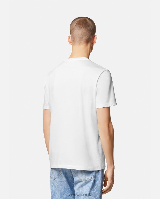 Men Versace Seashell Baroque Logo T-Shirt 6D2D061360 White Clothing