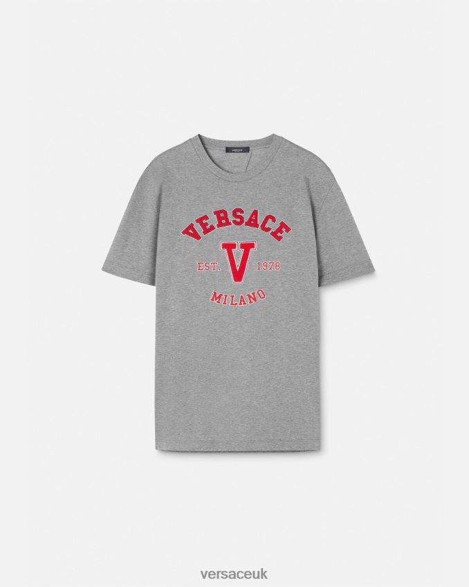 Men Versace Varsity Logo T-Shirt 6D2D061403 Gray Clothing