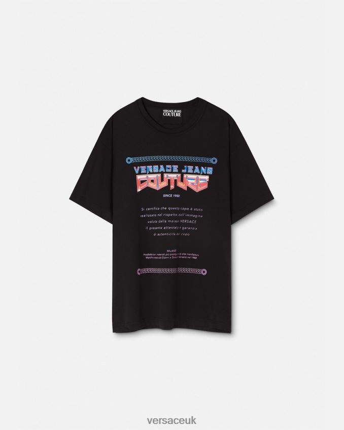 Men Versace Warranty Logo T-shirt 6D2D062368 Black Clothing
