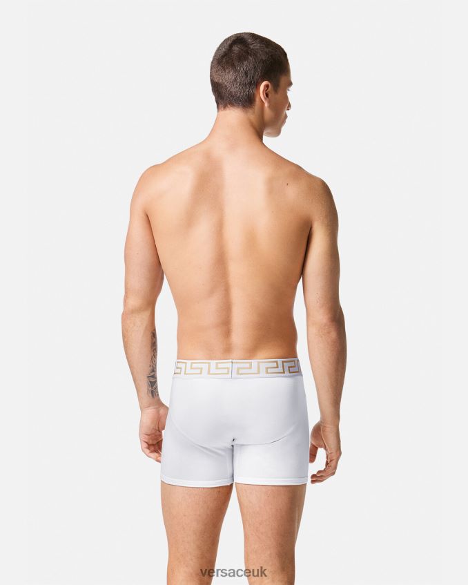 Men Versace Greca Border Long Trunks 2-Pack 6D2D061763 Black/White Underwear & Beachwear
