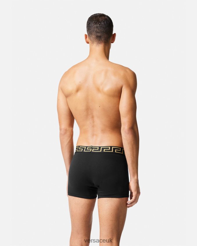 Men Versace Greca Border Long Trunks 6D2D061765 Black Underwear & Beachwear