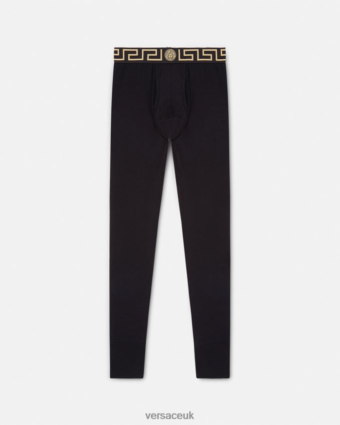 Men Versace Greca Border Long Underwear 6D2D061760 Black Underwear & Beachwear