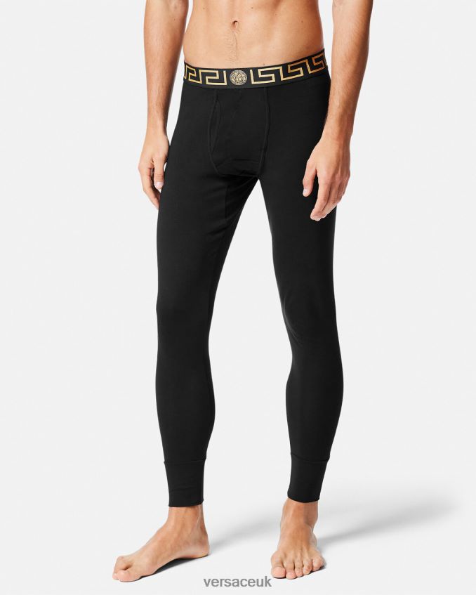 Men Versace Greca Border Long Underwear 6D2D061760 Black Underwear & Beachwear