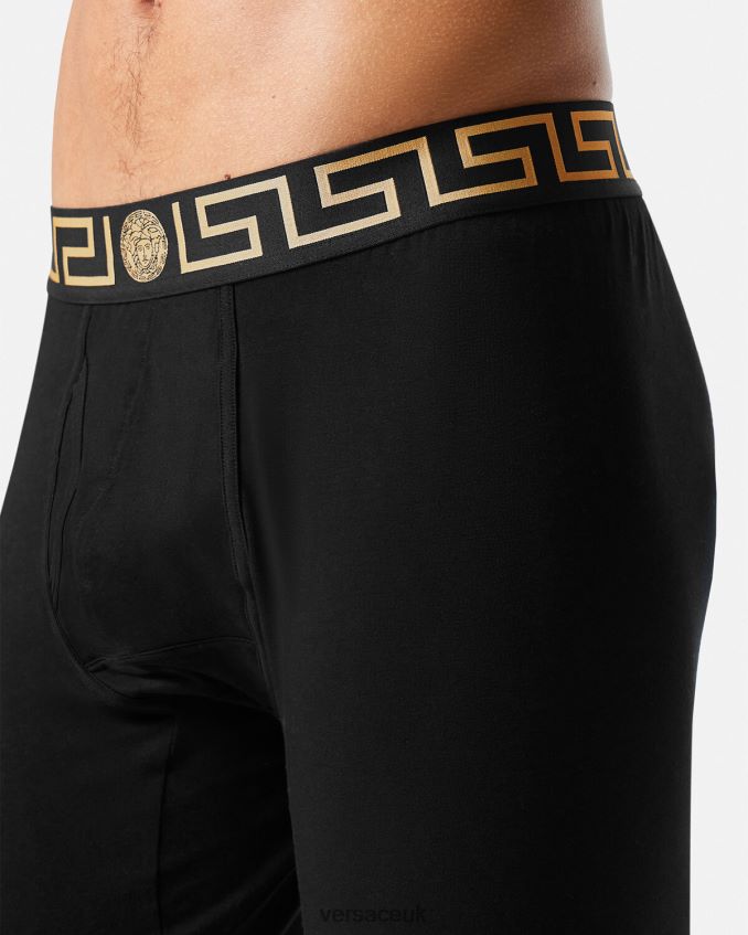 Men Versace Greca Border Long Underwear 6D2D061760 Black Underwear & Beachwear