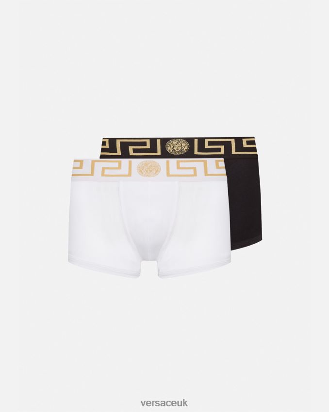 Men Versace Greca Border Trunks 2-Pack 6D2D061752 Black/White Underwear & Beachwear