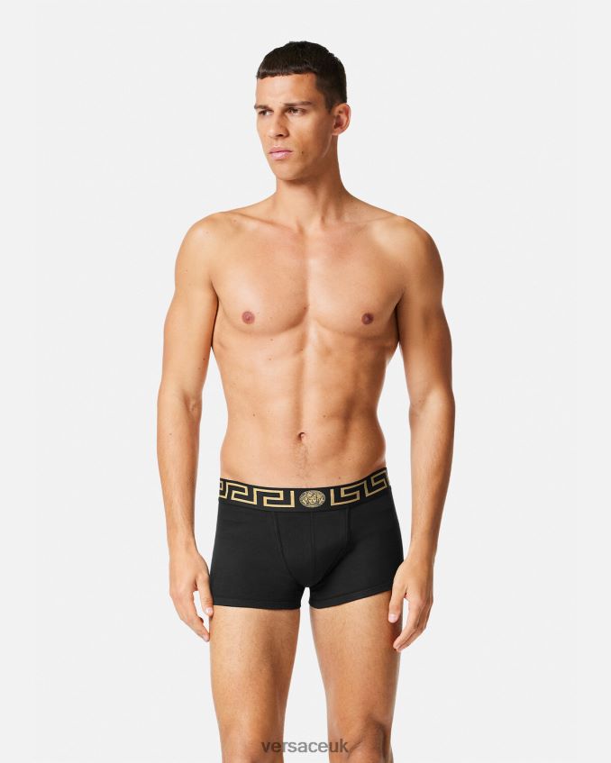 Men Versace Greca Border Trunks 2-Pack 6D2D061752 Black/White Underwear & Beachwear