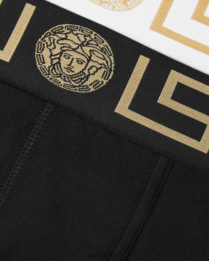 Men Versace Greca Border Trunks 2-Pack 6D2D061752 Black/White Underwear & Beachwear