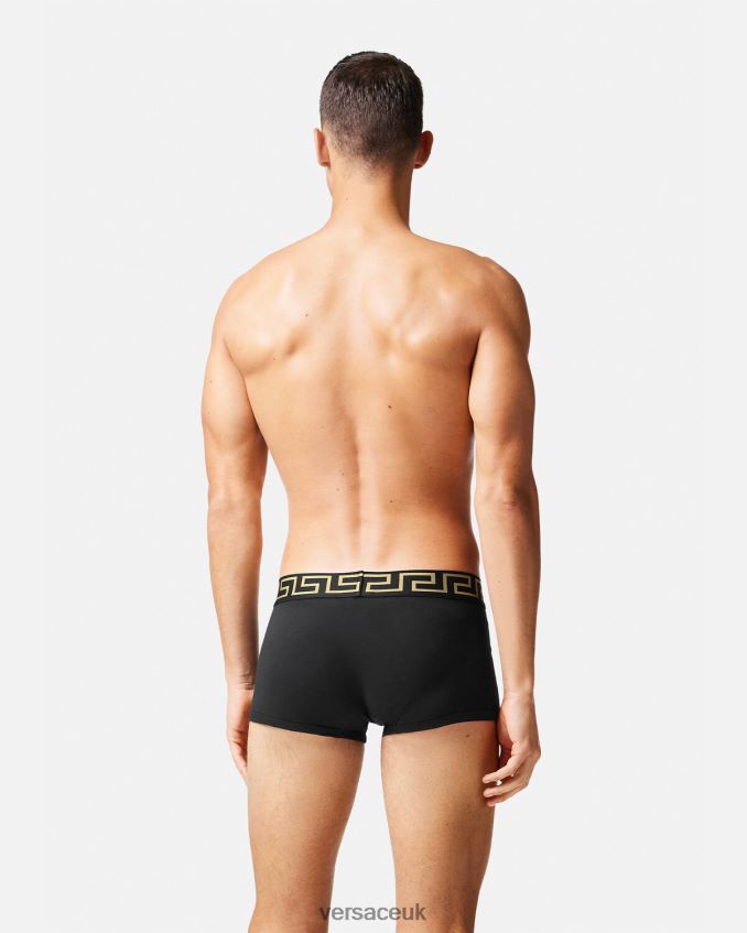 Men Versace Greca Border Trunks 2-Pack 6D2D061753 Black Underwear & Beachwear